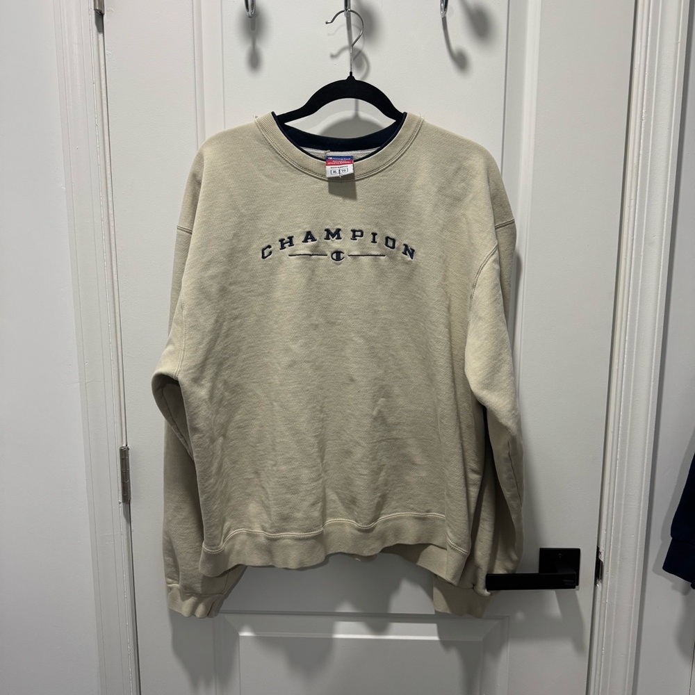 Champion Men's Beige Crewneck Sweater XL